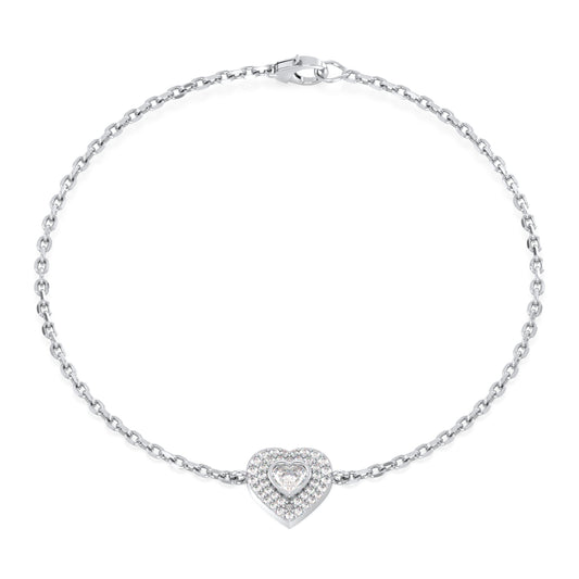  Heart-Shaped Moissanite Bracelet-White Gold