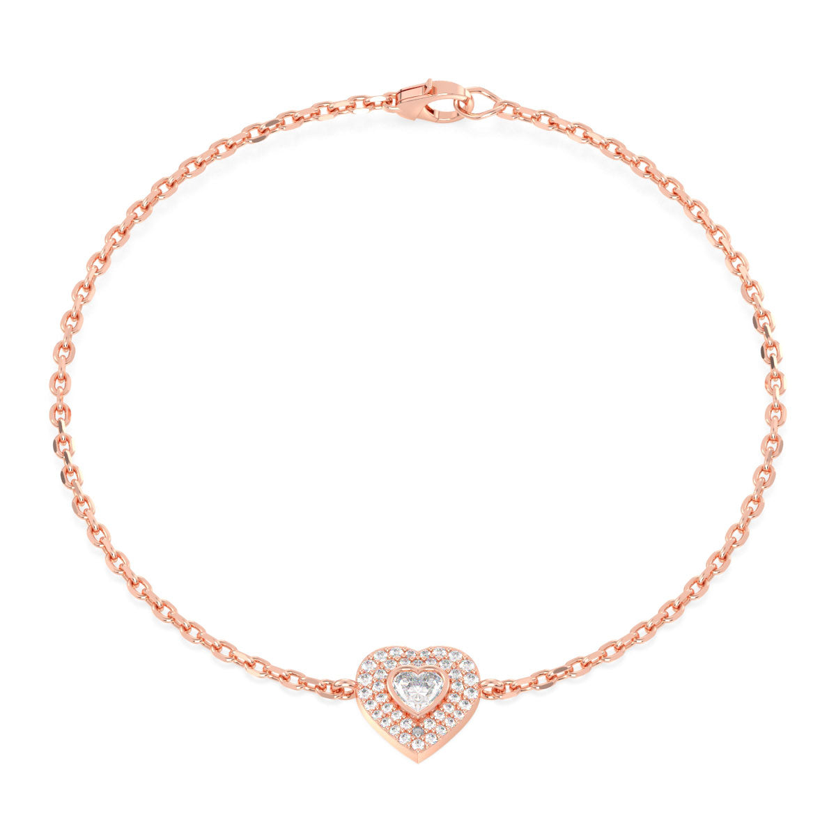  Heart-Shaped Moissanite Bracelet-Rose Gold