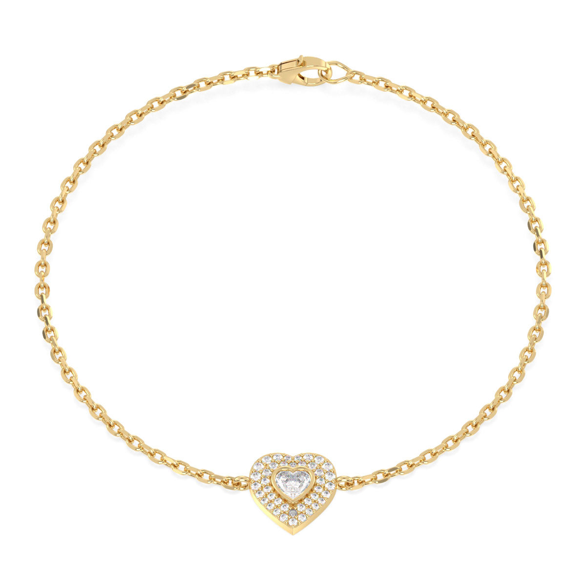  Heart-Shaped Moissanite Bracelet -Yellow Gold