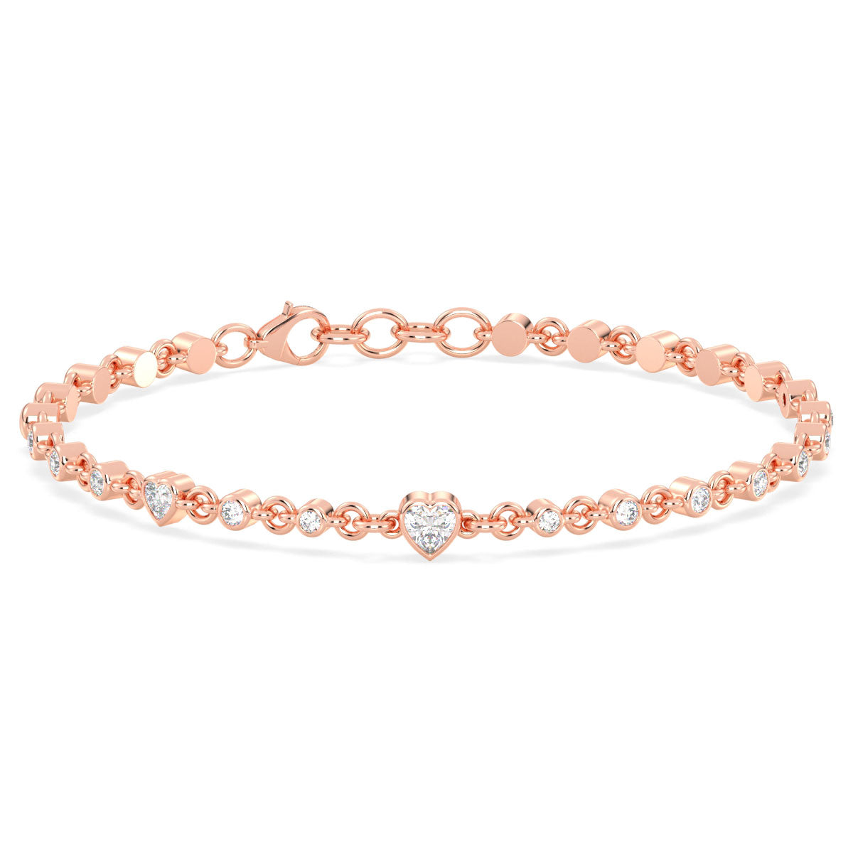 Era Of Love- Heart-Shaped Mossainite Station Bracelet- Rose Gold