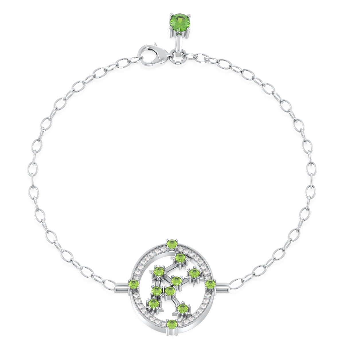 Era Of You- Virgo Zodiac Peridot Bracelet-White Gold