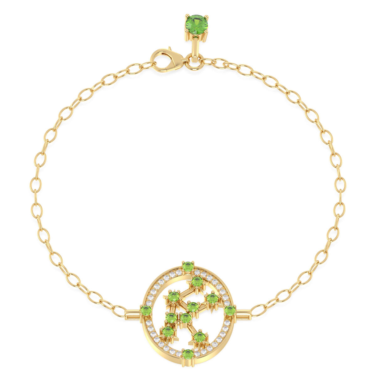 Era Of You- Virgo Zodiac Peridot Bracelet-Yellow Gold