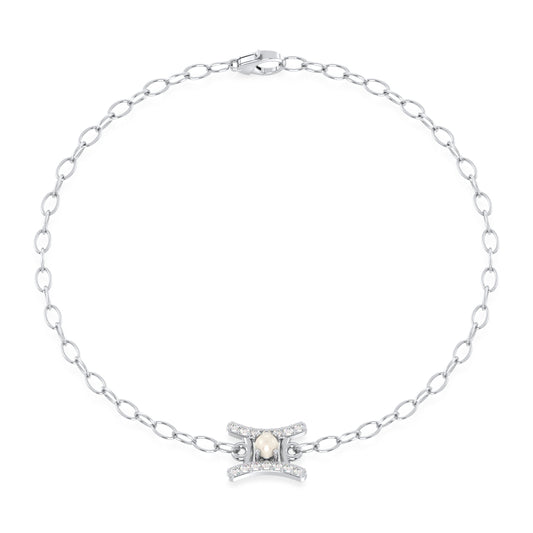 Era Of You- Gemini Zodiac Pearl Bracelet-White Gold