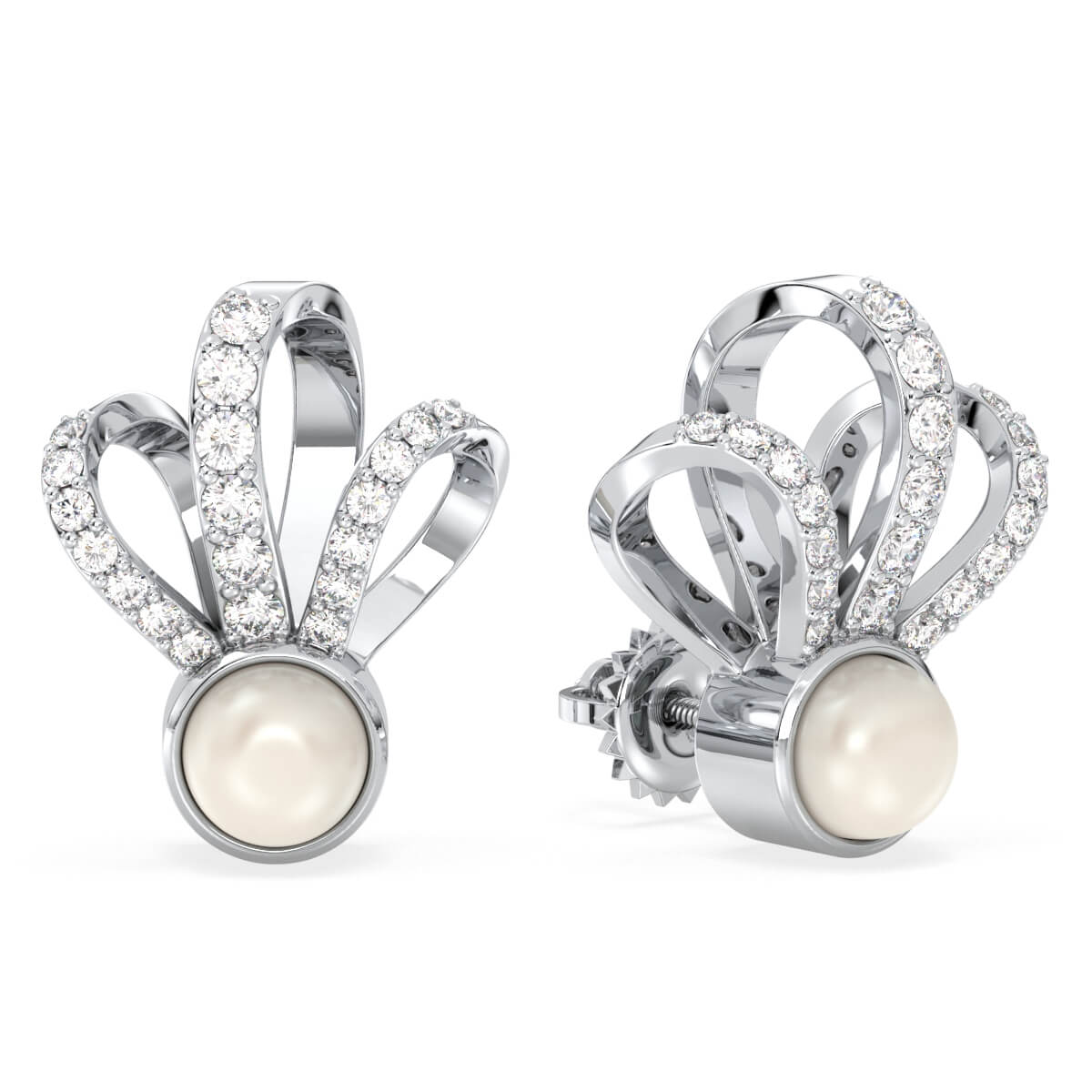 Classic Pearl and Moissanite Earrings - White