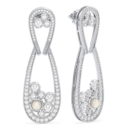 Vintage Style Moissanite Earrings-White Gold