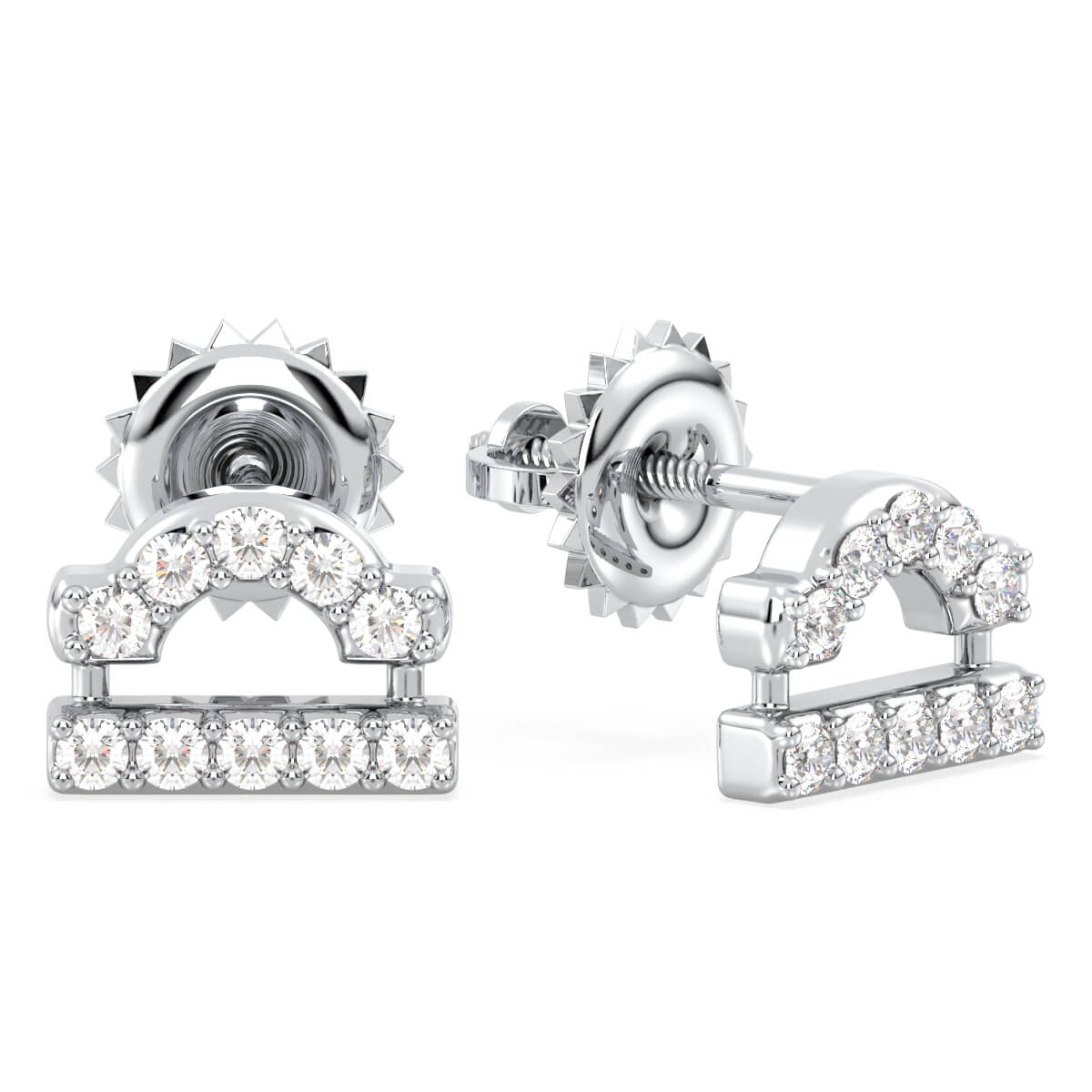 Libra Zodiac Sign Moissanite Stud Earrings - White