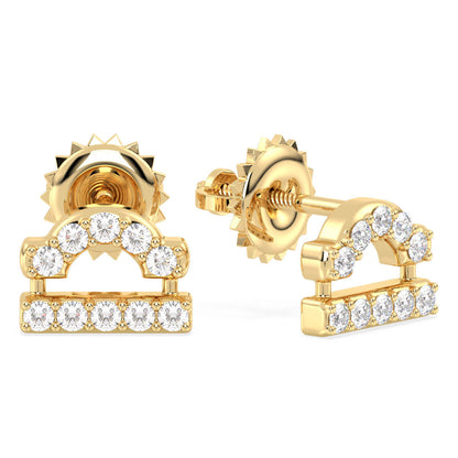 Libra Zodiac Sign Moissanite Stud Earrings - Yellow