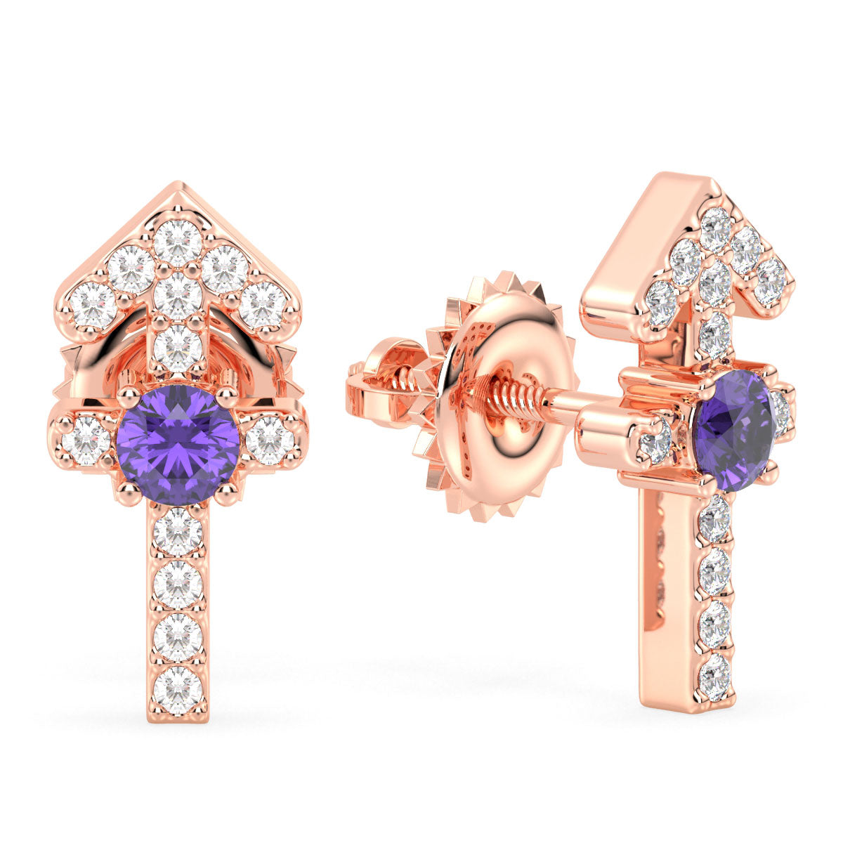 Era Of You- Sagittarius Zodiac Amethyst Earrings-Rose Gold