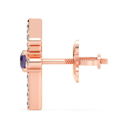 Era Of You- Sagittarius Zodiac Amethyst Earrings-Rose Gold