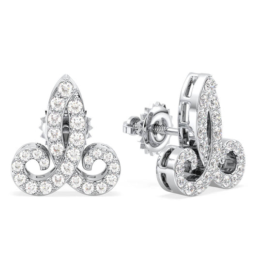 Aries Zodiac Sign Moissanite Stud Earrings- White