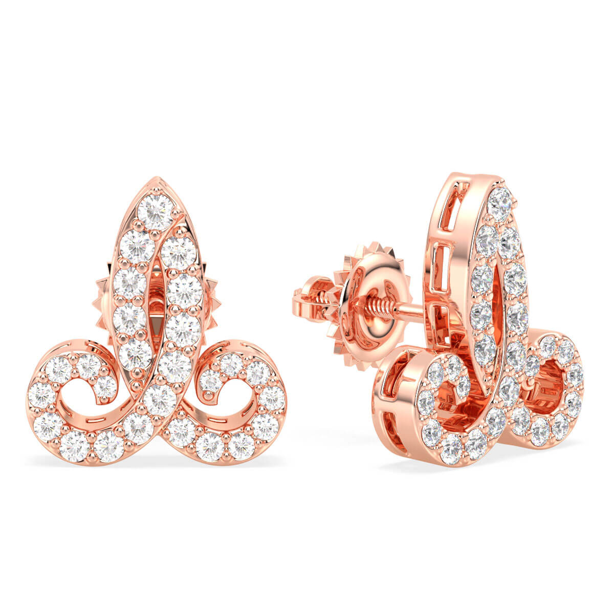 Aries Zodiac Sign Moissanite Stud Earrings- Rose