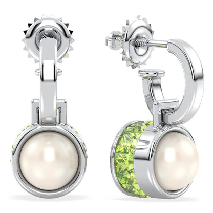 Princess Peridot and Pearl Drop Earrings - White