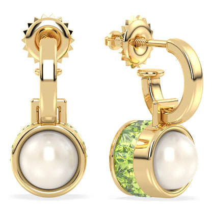 Princess Peridot and Pearl Drop Earrings - Yellow