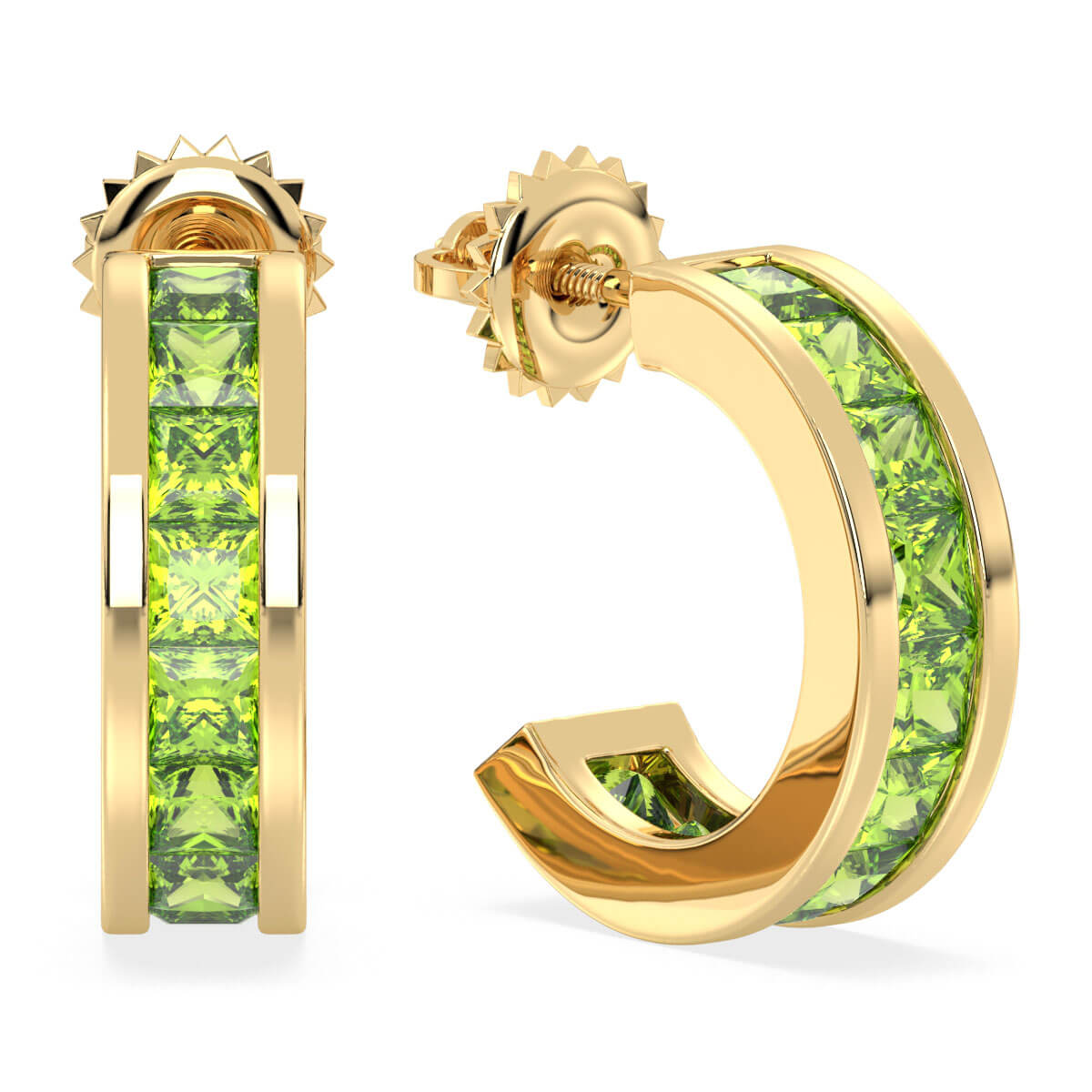 Peridot Huggie Hoop Earrings- Yellow