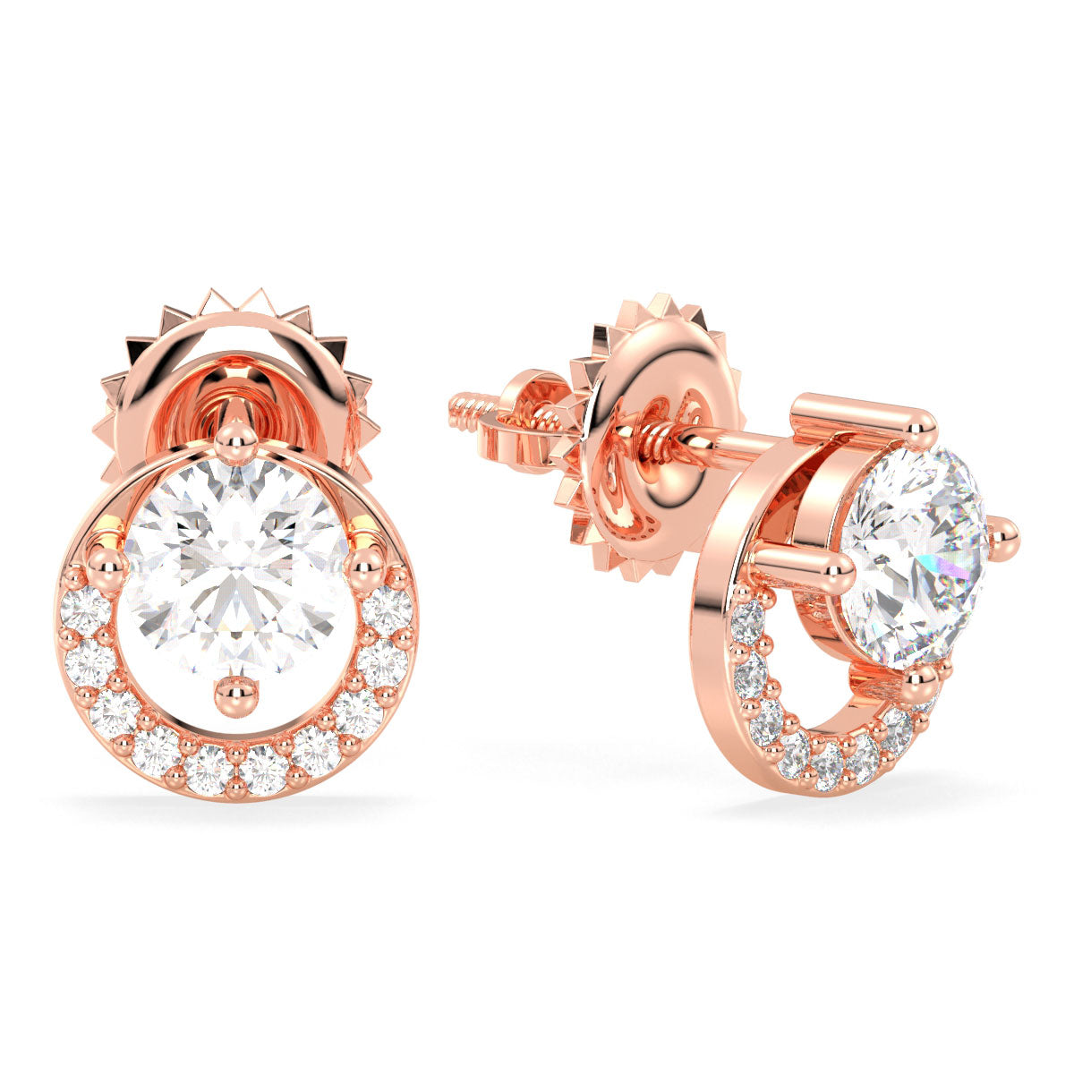 Studded Circle Earrings - Rose