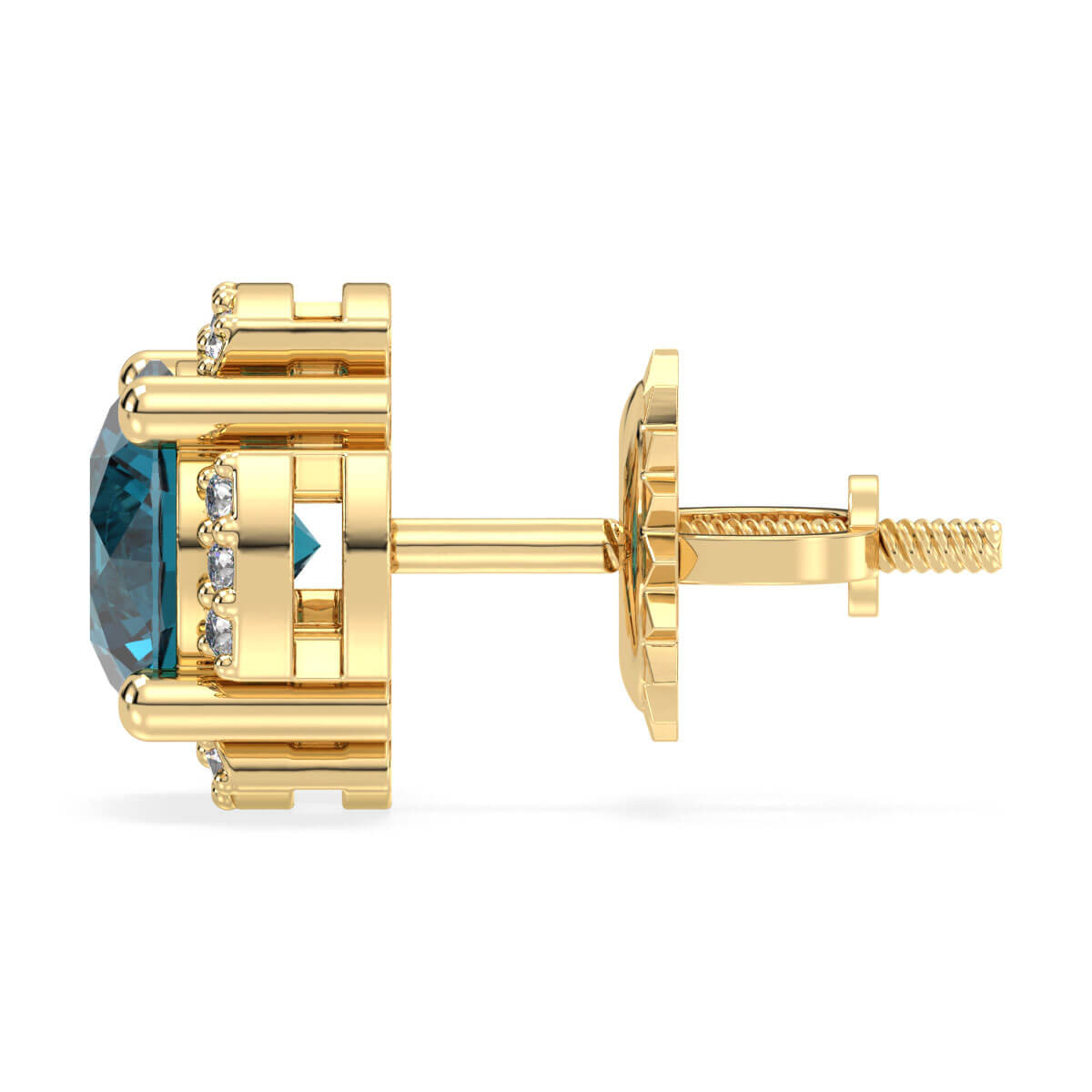 London Blue Topaz Cocktail Stud Earrings - Yellow