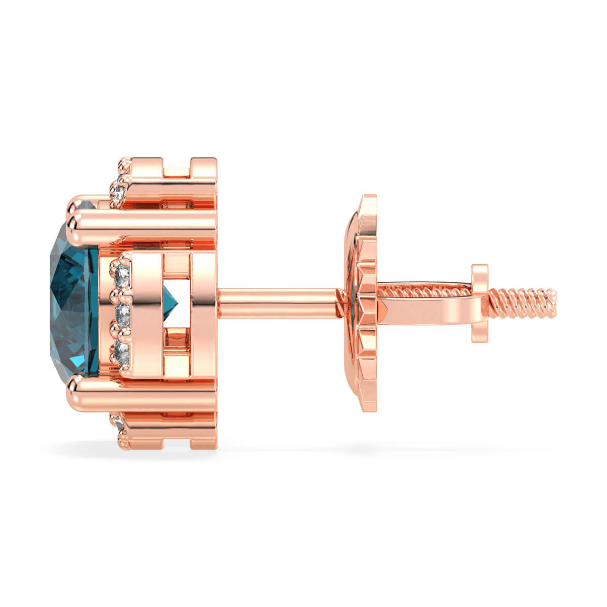 London Blue Topaz Cocktail Stud Earrings - Rose