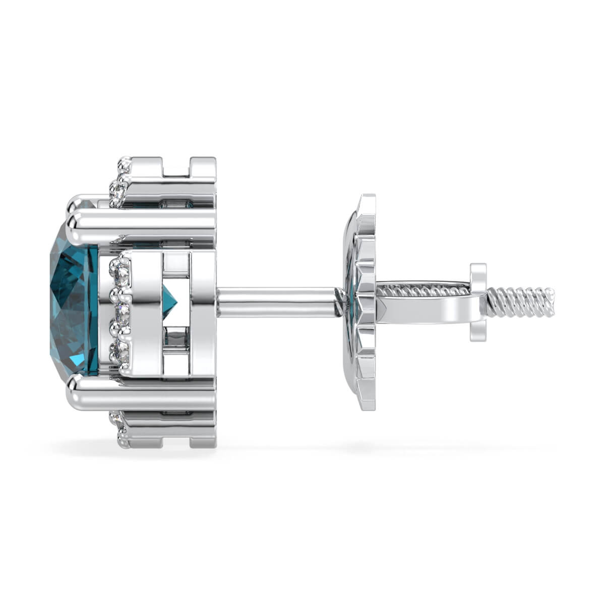 London Blue Topaz Cocktail Stud Earrings - White