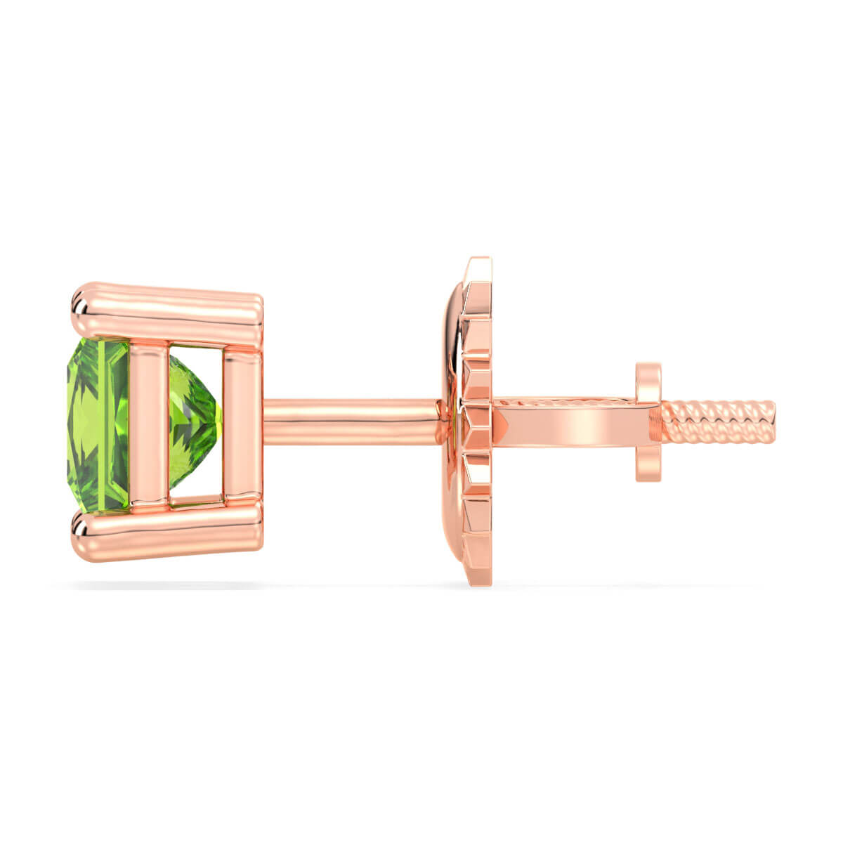 Princess-Cut Peridot Stud Earrings - Rose