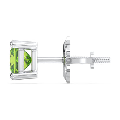 Princess-Cut Peridot Stud Earrings - White