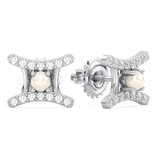 Gemini Zodiac Sign Freshwater Pearl Earrings - White