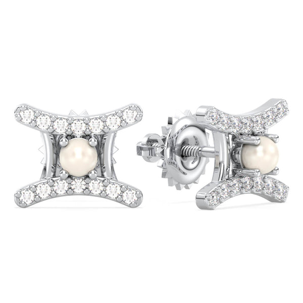 Gemini Zodiac Sign Freshwater Pearl Earrings - White