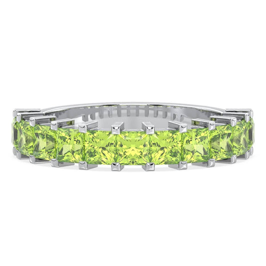 Stackable Peridot Band Ring-White