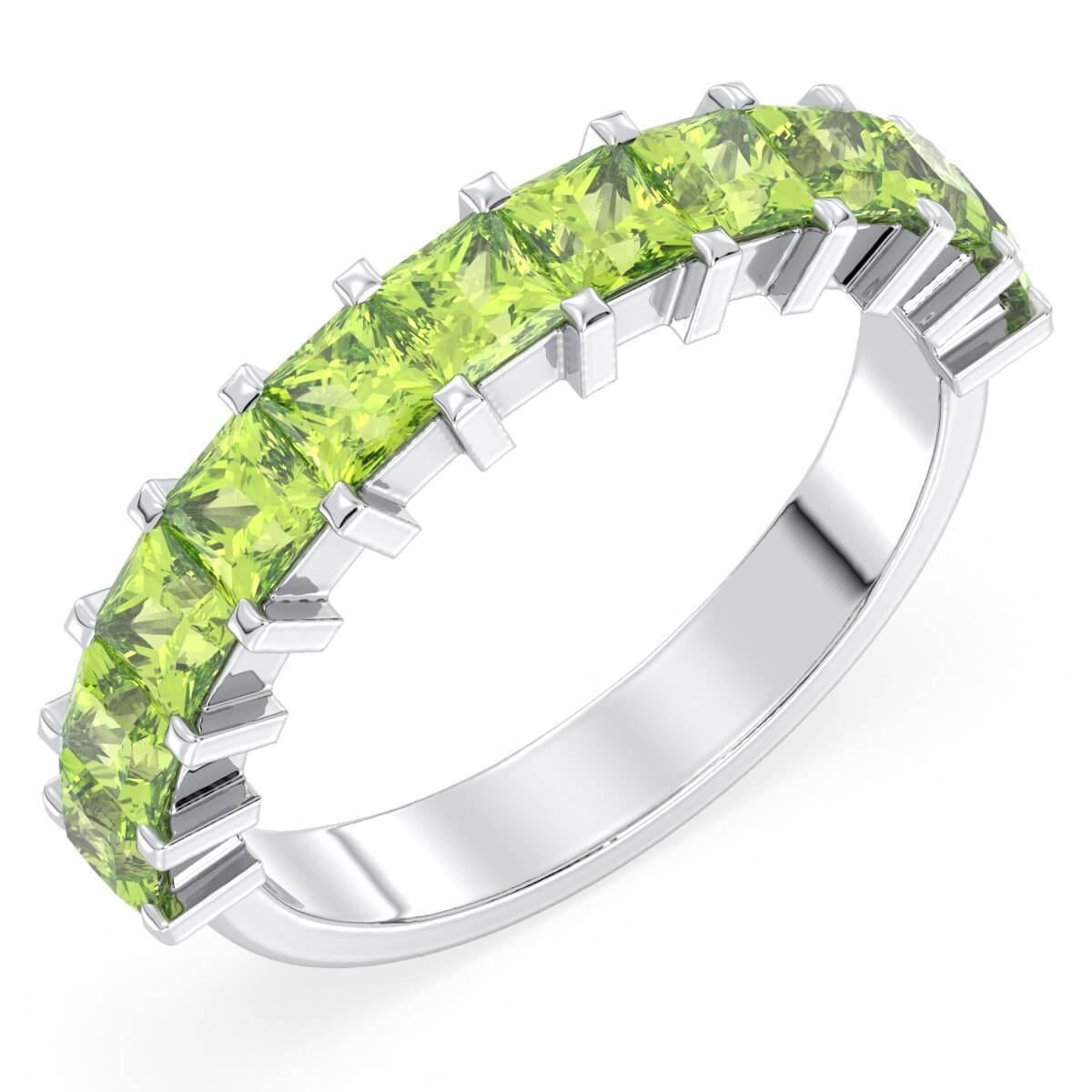 Stackable Peridot Band Ring-White