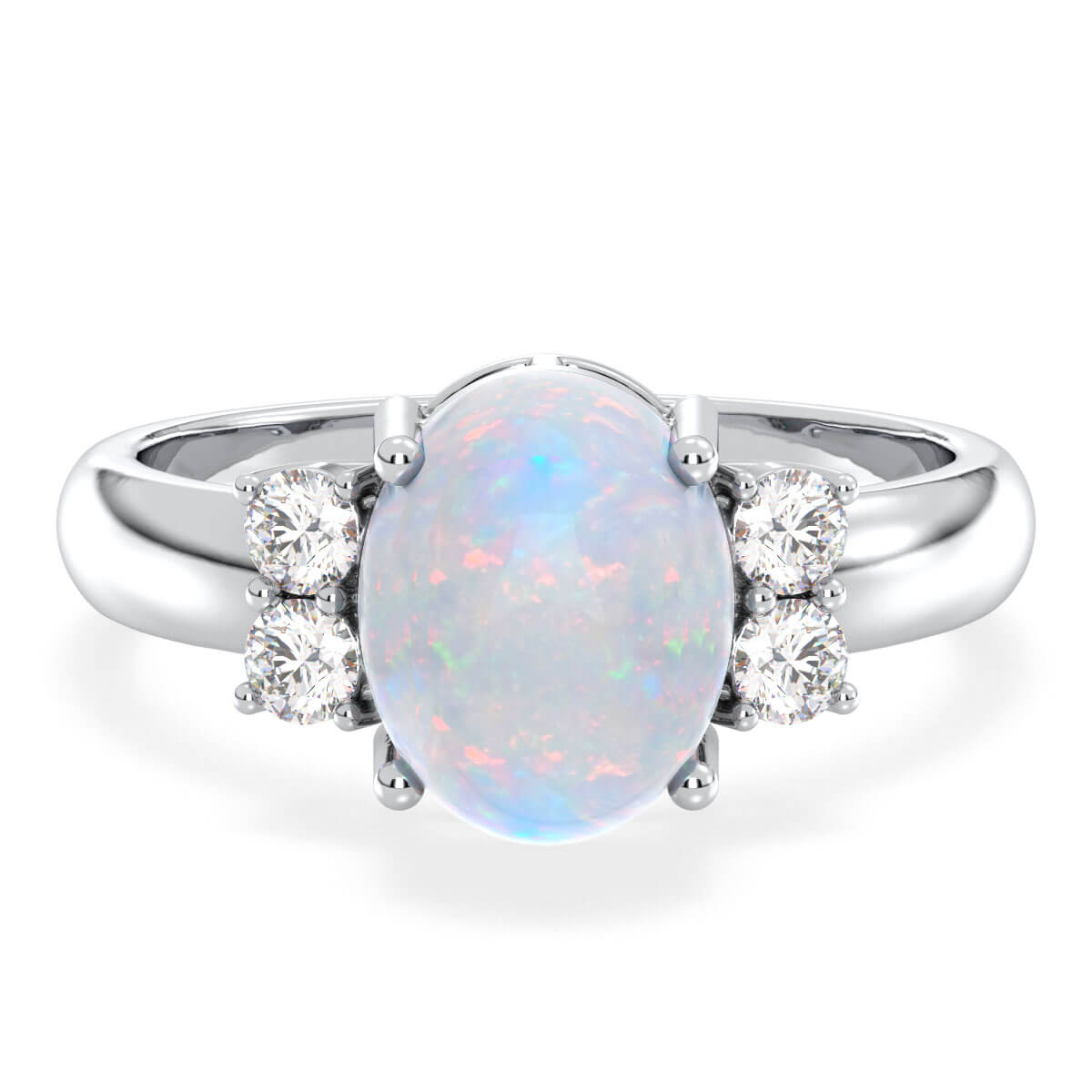 Classic Ethiopian Opal Dew Drop Ring-White