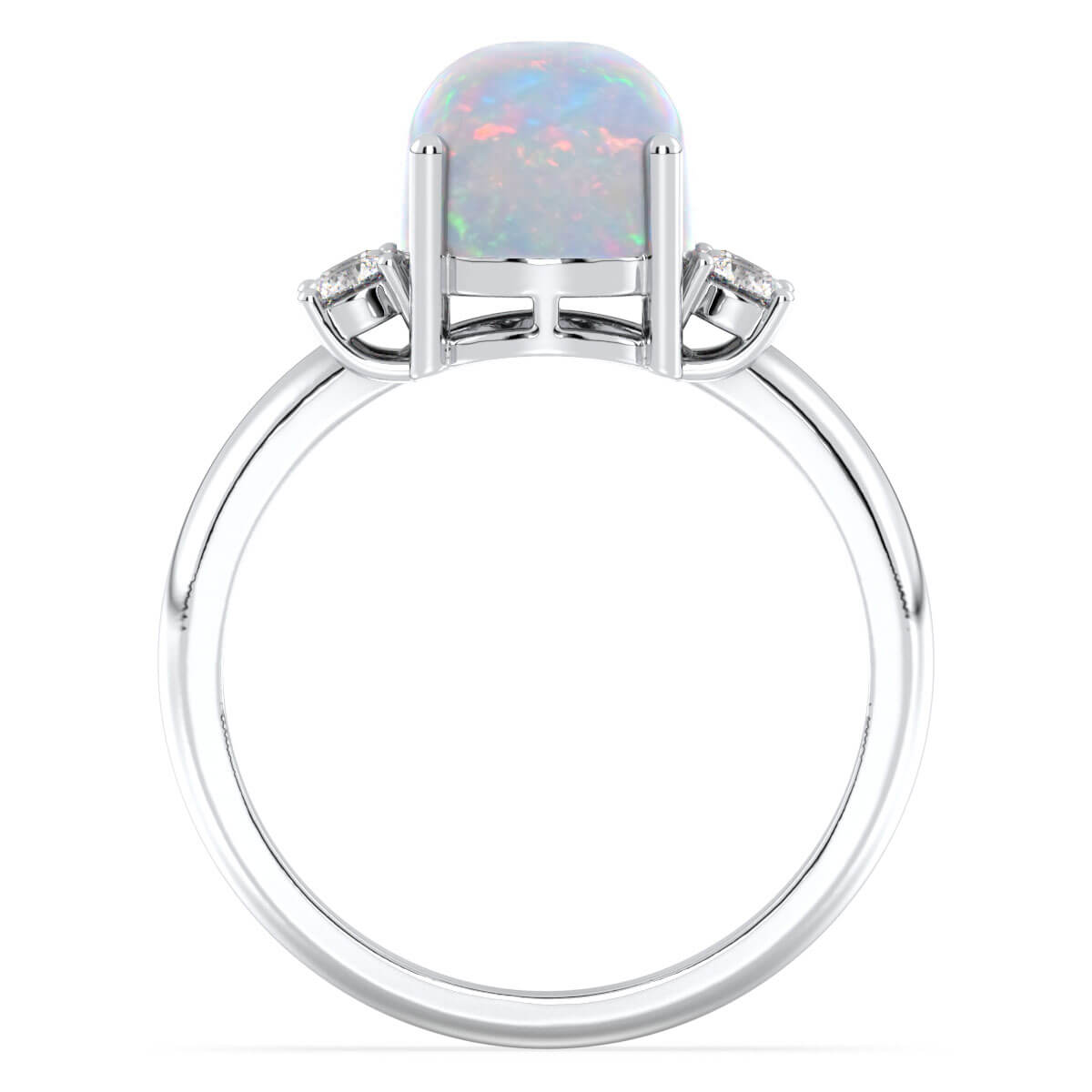 Classic Ethiopian Opal Dew Drop Ring-White