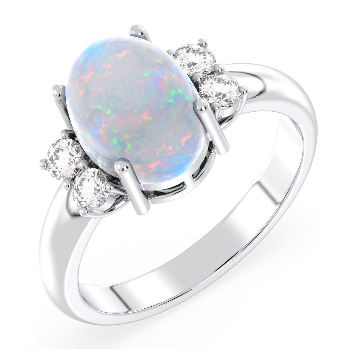 Classic Ethiopian Opal Dew Drop Ring-White