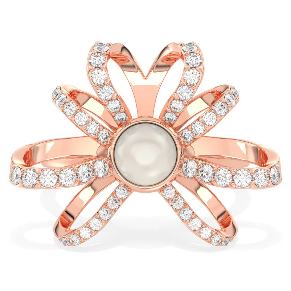 Classic Pearl and Mossanite Ring-Rose