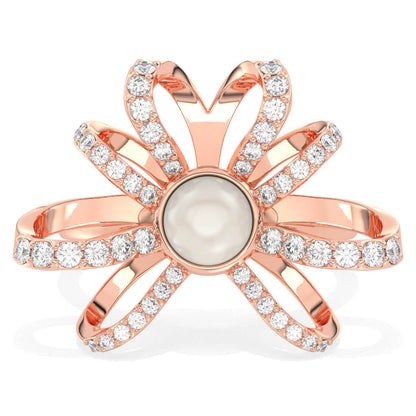 Classic Pearl and Mossanite Ring-Rose