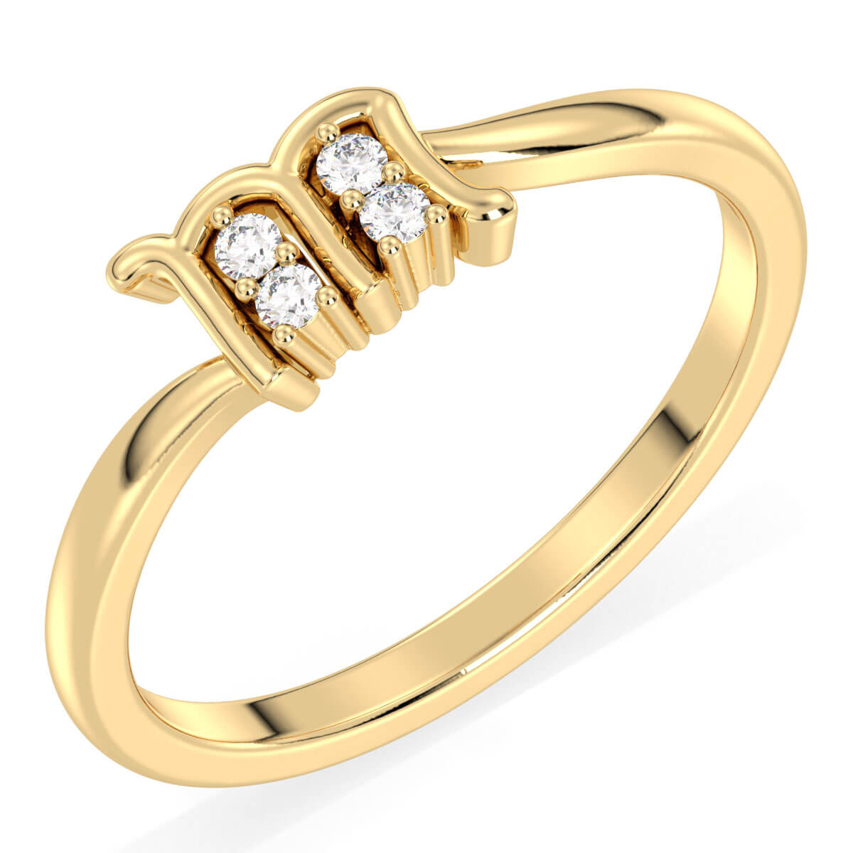 Scorpio Zodiac Sign Moissanite Ring- Yellow