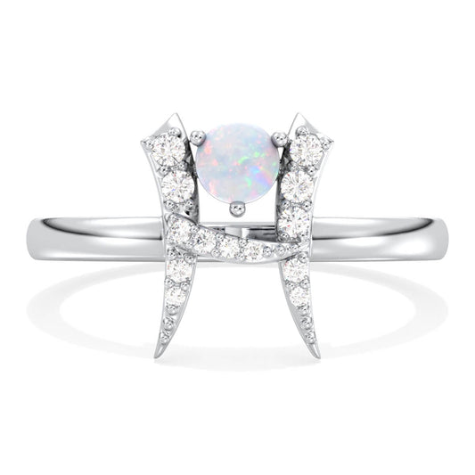 Era Of You- Pisces Zodiac Ethiopian Opal Ring-White