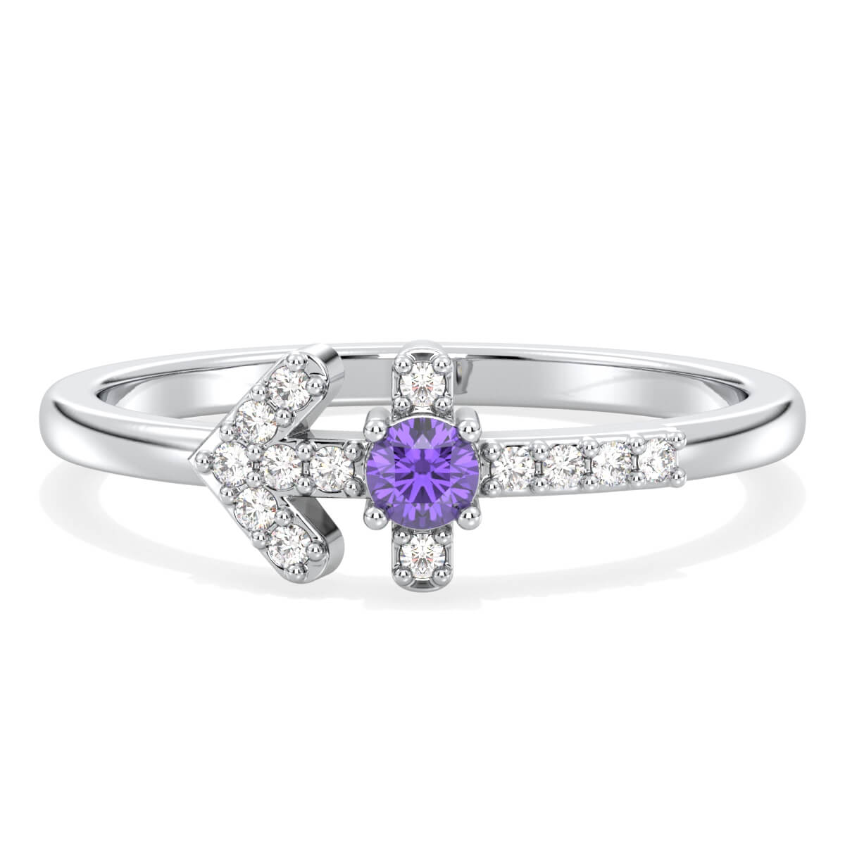 Era Of You- Sagittarius Zodiac Amethyst Ring-White