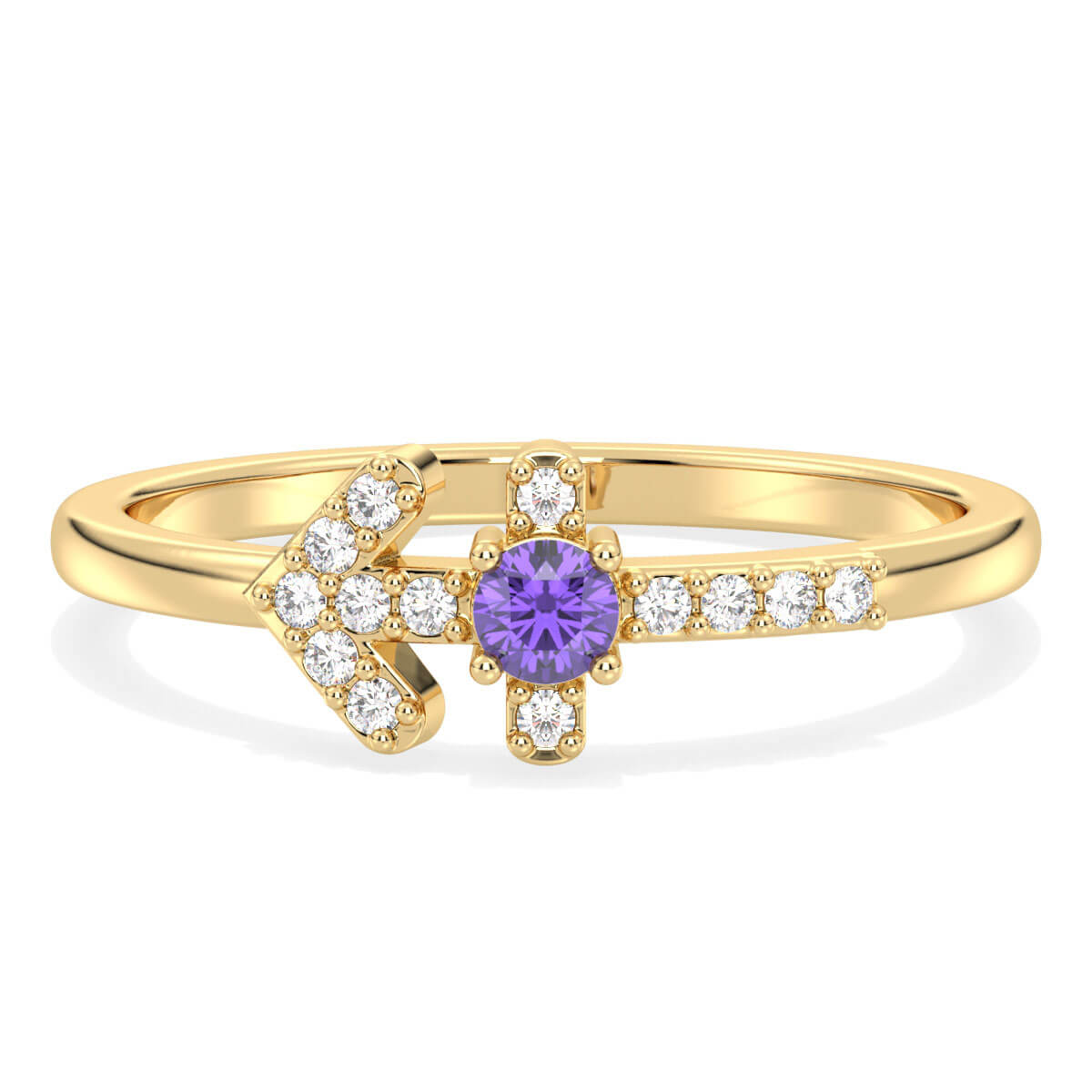 Era Of You- Sagittarius Zodiac Amethyst Ring-Yellow