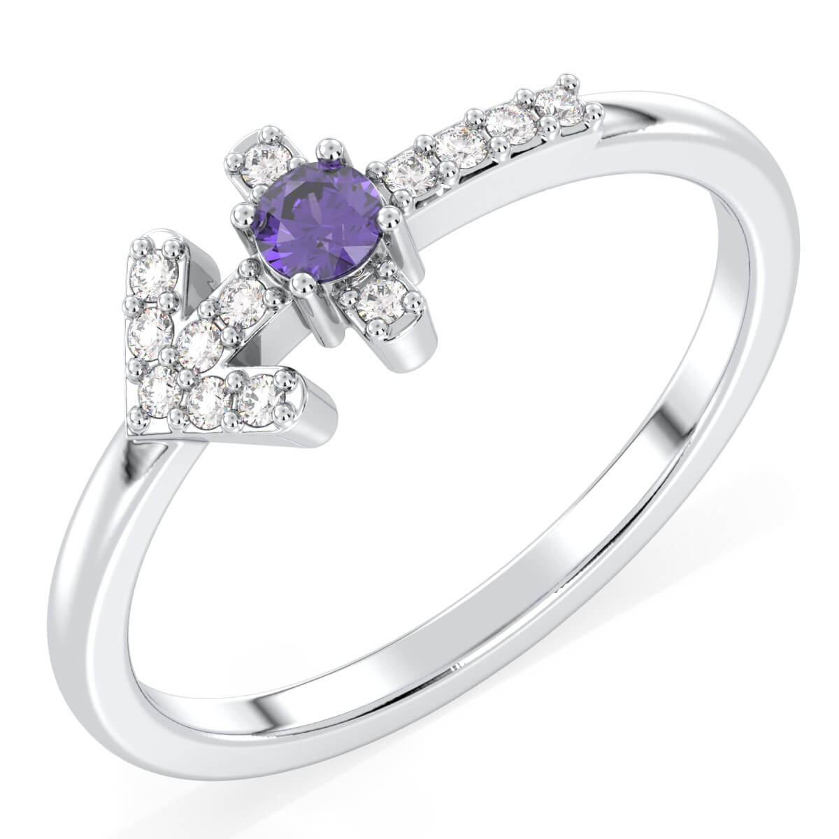 Era Of You- Sagittarius Zodiac Amethyst Ring-White