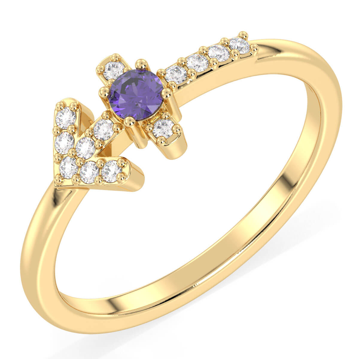 Era Of You- Sagittarius Zodiac Amethyst Ring-Yellow