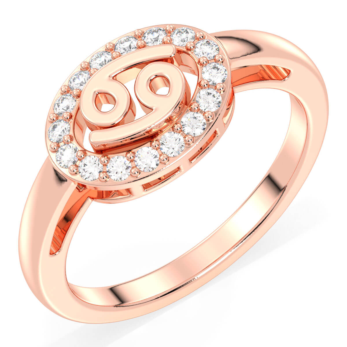 Cancer Zodiac Moissanite Ring-Rose