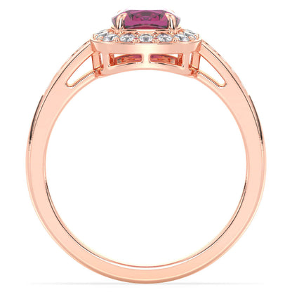 Vintage Halo Moissanite Cushion Ring With Pink Topaz - Rose