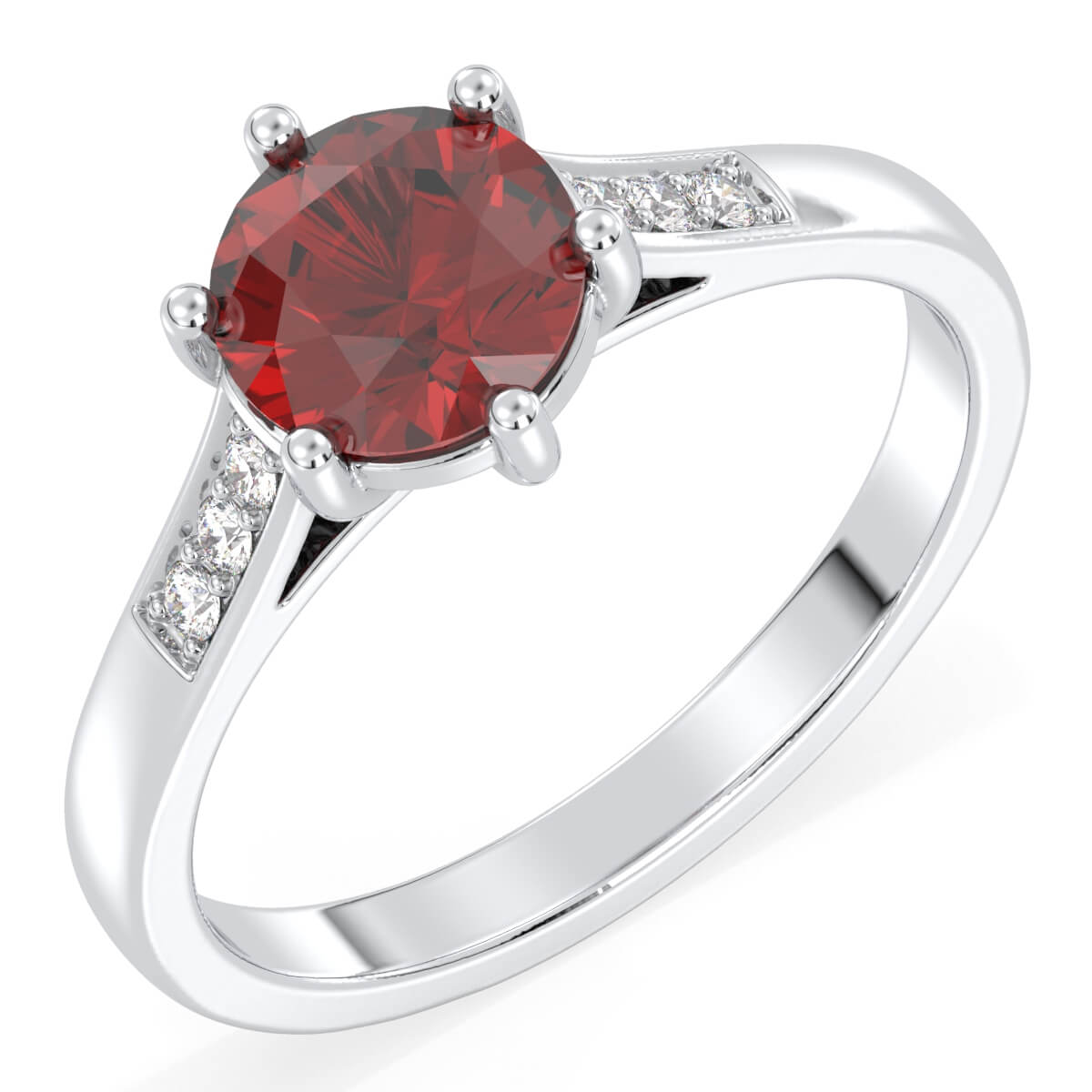 Sparkling Radiance Vintage Ring with Garnet- White