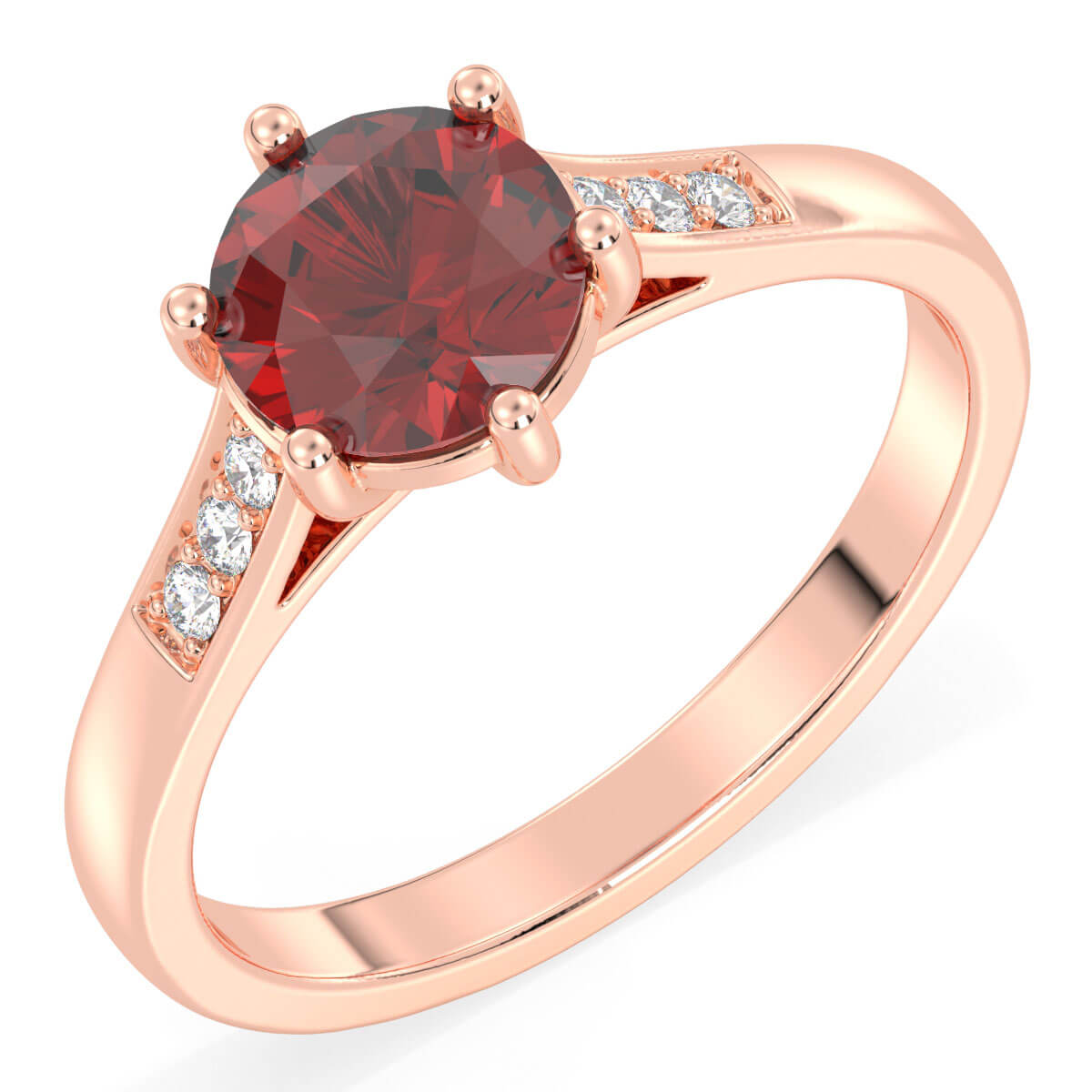 Sparkling Radiance Vintage Ring with Garnet- Rose