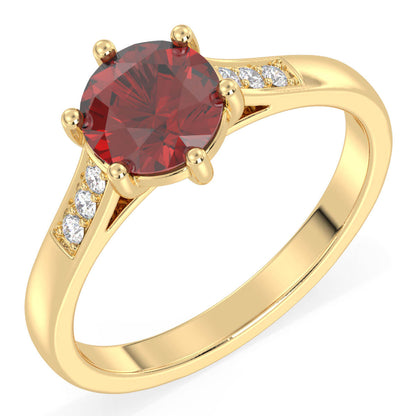 Sparkling Radiance Vintage Ring with Garnet- Yellow