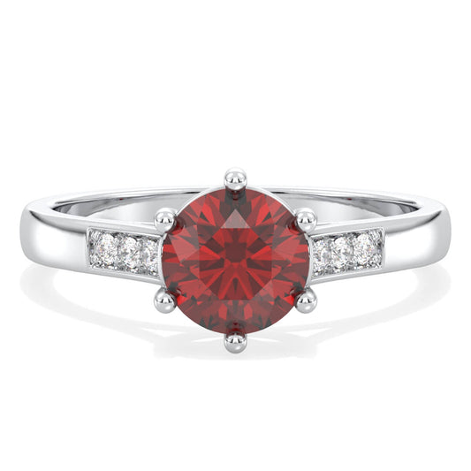 Sparkling Radiance Vintage Ring with Garnet- White