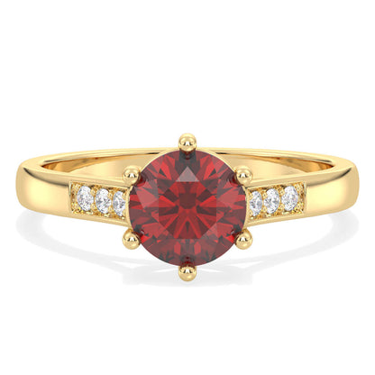 Sparkling Radiance Vintage Ring with Garnet- Yellow