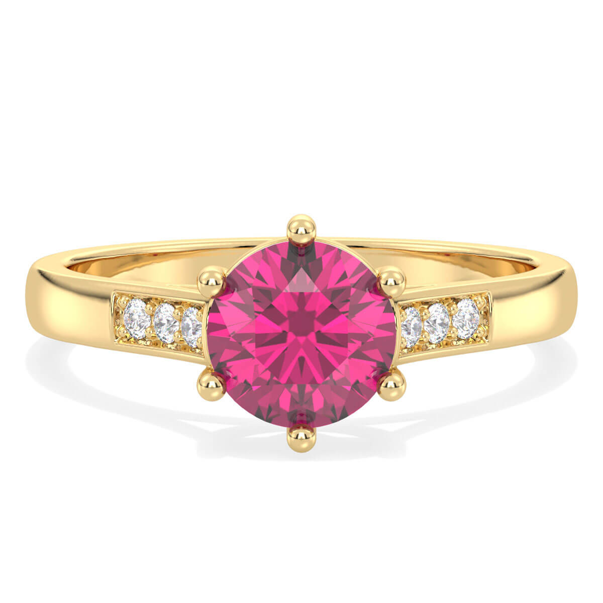 Sparkling Radiance Vintage Ring with Pink Topaz- Yellow