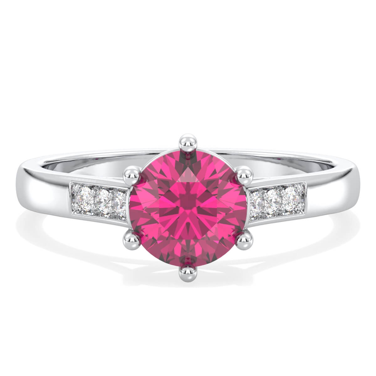 Sparkling Radiance Vintage Ring with Pink Topaz- White