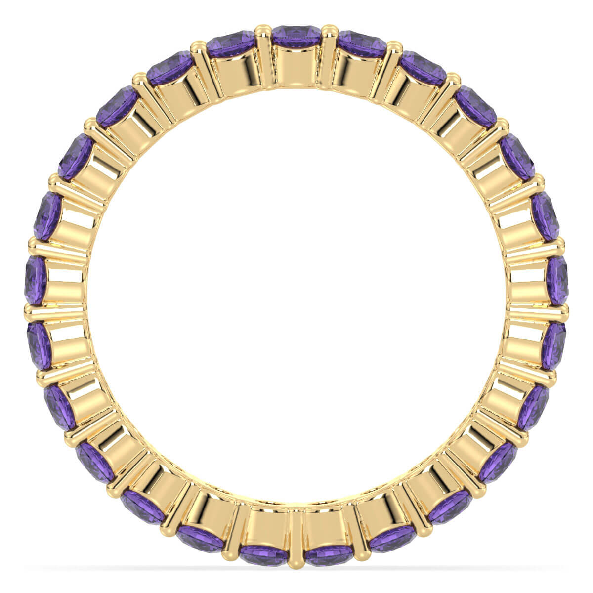 Chic Stackable Band Ring: Effortless Elegance With Amethyst-Yellow