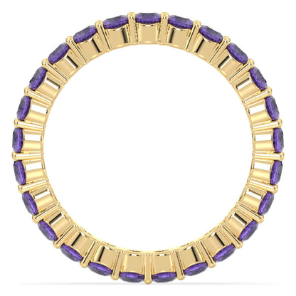 Chic Stackable Band Ring: Effortless Elegance With Amethyst-Yellow